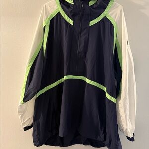 Free People Navy and White Windbreaker with Neon Accents